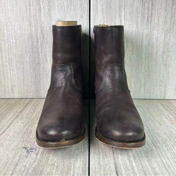 Frye Melissa Button Zip Up Short Ankle Bootie Brown Leather Shoe Womens Size 6 B - Picture 4 of 11